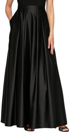 Alex Evenings Satin Ball Skirt in Black at Nordstrom, Size X-Large