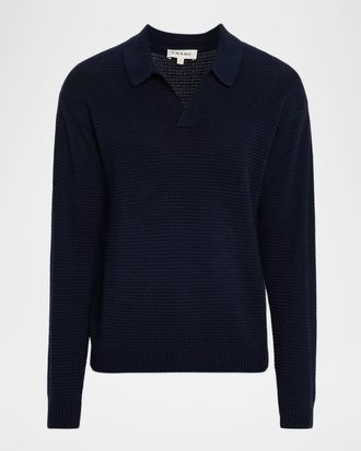 Frame Denim Mens Knit Wool and Cashmere Johnny Collar Sweater