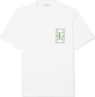 Lacoste Embroidered Court Logo Cotton T-Shirt in White at Nordstrom, Size 4