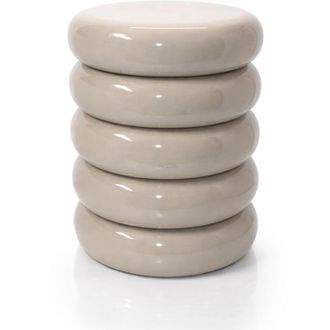 Relaxdays Relaxdays Side Table & Stool, Bubble Design, Living Room Decor, HxD: 45 x 31 cm, Metal, Beige