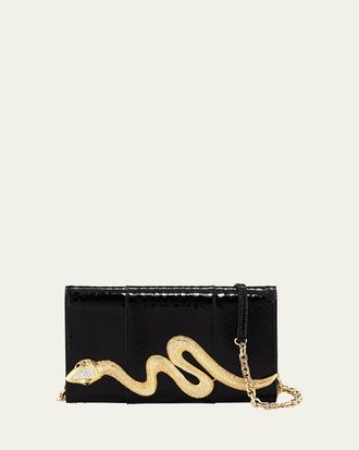 Judith Leiber Serpent Snakeskin Clutch Bag