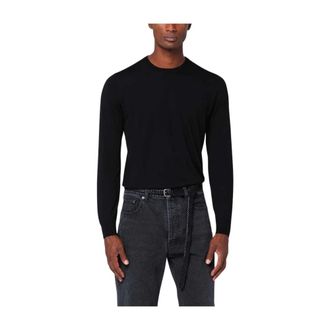 Drumohr Round-neck Knitwear, male, Black, Size: XL Classic Crewneck Sweaters