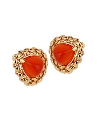 Herm&egrave;s 18K Carnelian Sugarloaf Clip-On Earrings (Authentic Pre-Loved)