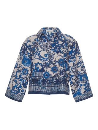 Cara Cara floral-print button-up shirt - women - Cotton - S - Blue