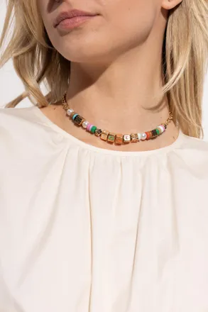 Coach Necklace With Colorful Appliqués, Womens, Gold