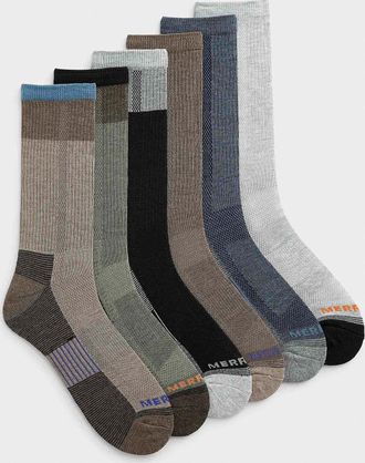 Merrell Mens Neutral reinforced socks 6-pack