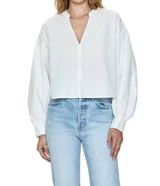 Pistola Denim Lou Puff Sleeve Top In White