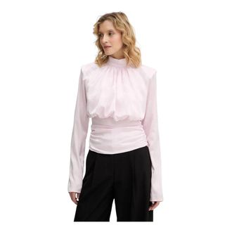 Rotate Rotate Birger Christensen - Floral Jacquard Blouse met Lange Mouwen - Dames - Blouses & Shirts - Roze - Maat: XS Poliester