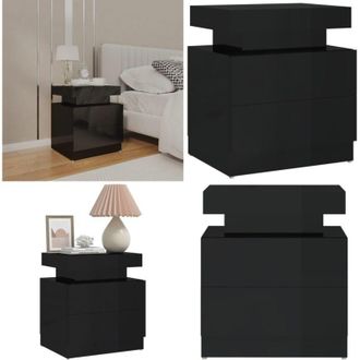 vidaXL Comodino Nero Lucido 45x35x52 cm in Legno Multistrato - Comodino nero lucido - Comodino per arredamento