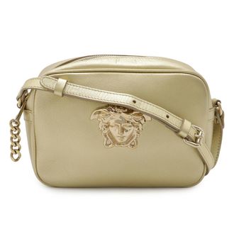 Versace Leather Shoulder Bag Metallic Gold