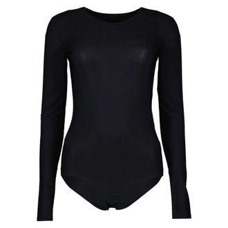 Maison Margiela Tops, Dames, Zwart, S, Nylon, Slanke Lange Mouw Nylon Body