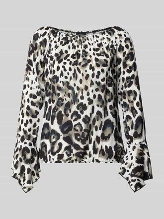 Monari Blusenshirt aus Viskose im Allover-Look in Dunkelbraun, Gr&ouml;&szlig;e 34