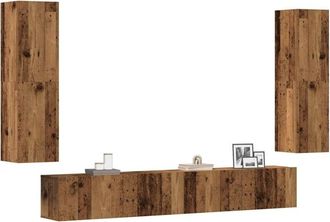 vidaXL Vidaxl - Muebles De Tv De Pared 4 Uds Madera Vieja Madera De Ingenier&iacute;a