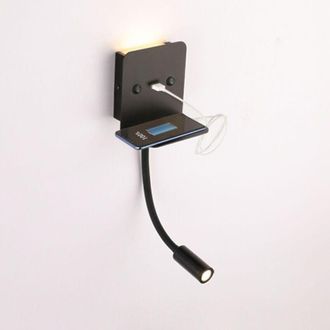 OEM Aplique De Pared + Luz De Lectura Led 3w Con Puerto Usb Negro