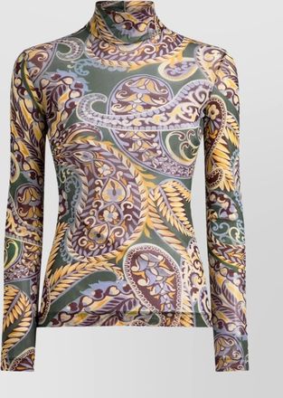 Etro fitted turtleneck top paisley design