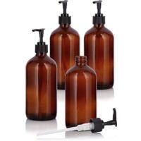 OEM Juego De 4 Dispensadores De Jab&oacute;n De Pl&aacute;stico Pet, 500 Ml, Bomba De Loci&oacute;n Negra, Ideal Para Cocina Y Ba&ntilde;o - Crezuo