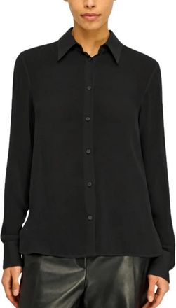 Semicouture Zijden Georgette Blouse - Dames - Overhemden - Zwart - S - Satijn - Overhemden