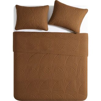 VCNY Home Sands Curved 3-Piece Quilt Set in Orange at Nordstrom Rack, Size King