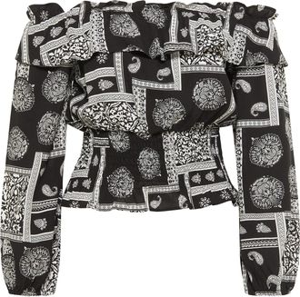 Izia carmen blouse Dames zwart wit