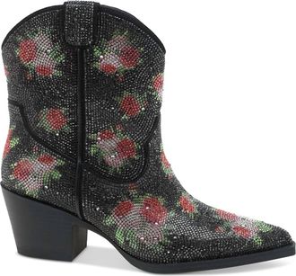 Wildpair Womens Lacey Floral Bling Booties In Black
