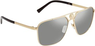Versace Light Gray Mirror Silver Rectangular Mens Sunglasses VE2238 12526G 61