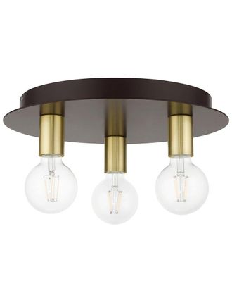 Livex Lighting Hillview Bronze 3 Light-Flush Mount
