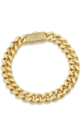 Savvy Cie Jewels 18K GOLD PLATED CUBAN LINK BRACELET WITH A CZ CLASP ACCENT