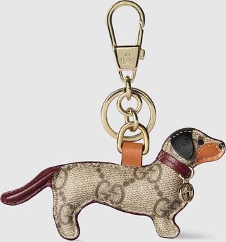 Gucci Dog-shaped Bag Charm, Beige, GG Canvas
