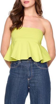 Susana Monaco Flared Tube Top in Chartreuse at Nordstrom, Size X-Small