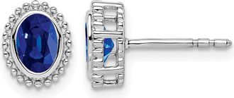 Diamond2Deal 14k White Gold Oval Sapphire Stud Earrings