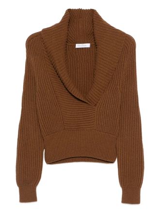 Max Mara shawl-collar sweater - women - Wool/Cashmere - 38 - Brown