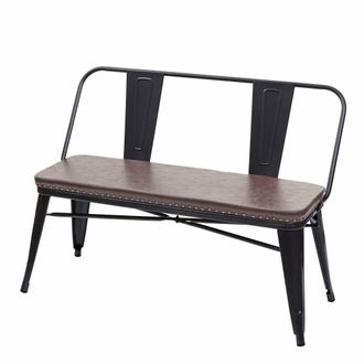 Hhg Banco 2 Plazas Hhg 438, Banco Armario Dos Plazas Banco Comedor Dise&ntilde;o Industrial Vintage Imitaci&oacute;n Cuero, Negro-marr&oacute;n