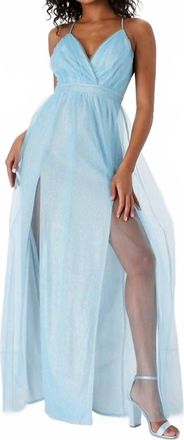 Lulus Enchanting Allure Sparkly Tulle Maxi Dress In Light Blue