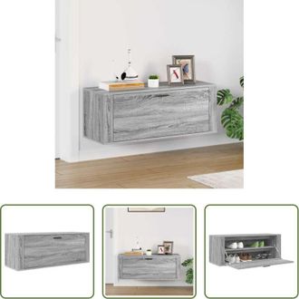 vidaXL Scarpiera in legno - Scarpiera a Muro Grigio Sonoma 100x35x38cm in Legno Multistrato