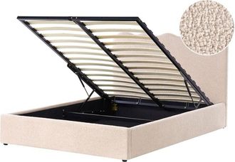 Beliani Ottoman Bed Boucle NANTERRE 140 x 200 cm (EU Double) Beige