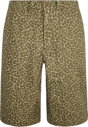 Maison Kitsun&eacute; Werkkleding Bermuda Shorts - Heren - Korte Broeken - Groen - W42 - Katoen - Korte Broeken