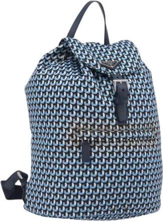 Prada Pre-owned Vintage Rugzak - Dames - Vintage Rugzakken - Blauw - ONE Size - Leer - Vintage