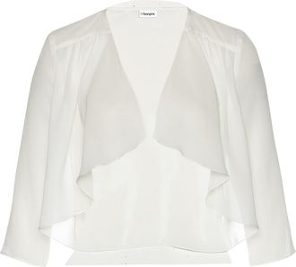 Bonprix Boleroblazer BONPRIX, Damen, Gr. 36, wollwei&szlig;, Obermaterial: 100% Polyester, figurumspielend, Blazer Boleroblazer, f&uuml;r festliche Anl&auml;sse und Hochzeite