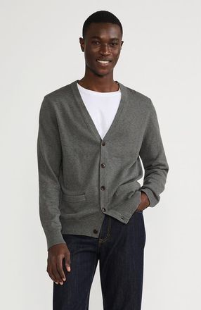 Lands End Fine Gauge Cotton Cardigan in Charcoal Heather at Nordstrom, Size Xx-Large
