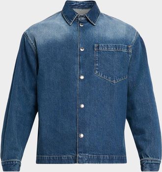 7 For All Mankind Mens Denim Snap-Front Overshirt
