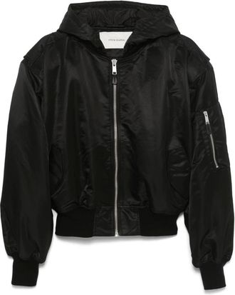 Entire studios Entire Studios, Jassen, Dames, Zwart, M, Polyester, Stijlvolle Bomberjack met Capuchon