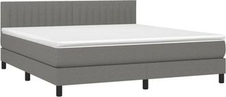 vidaXL Cama Box Spring Con Colch&oacute;n Tela Gris Oscuro 160x200 Cm Vidaxl