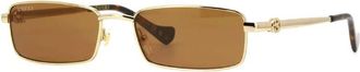 Gucci Brown Rectangular Ladies Sunglasses GG1600S 002 56