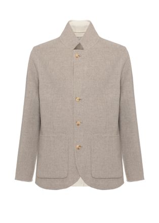 Devore Incipit Wool Double Face Jacket with High Neck and Structured Silhouette