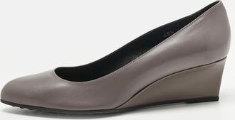 Tod's Tods Grey Leather Wedge Pumps
