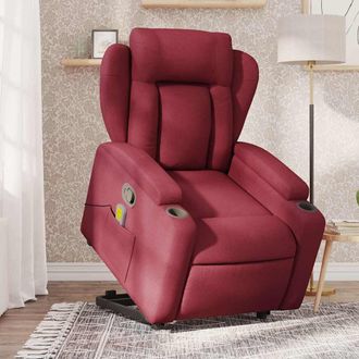 vidaXL Vidaxl - Sill&oacute;n Reclinable De Masaje Elevable Tela Rojo Tinto