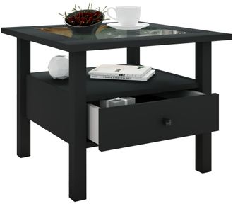 ebuy24 Ebuy24 - Mesa Lateral De Madera Vcm Con Vidrio De Seguridad Esg Mesa De Centro Simple Dimensiones Aprox. Al. 42 X An. 54 X T. 54 Cm Mesa De Sal&oacute;n Con 