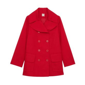 Ines De La Fressange S&eacute;raphine Pea Coat - Dames - Mantel - Rood - 2XS - Katoen - Jassen
