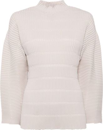 Pleats Please Issey Miyake Jiggly jumper - women - Recycled Polyester - OS - Neutrals