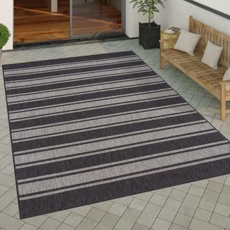 Paco Home Paco Home Alfombra Interior Y Exterior Balcon Terraza Alfombra Cocina Moderna Dibujo Geometrico Motivo Abstract Gris, 200 Cm Cuadrado